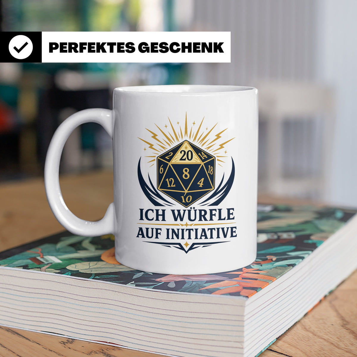 Rollenspiel Tasse Ich würfle auf Initiative - Pen and Paper  – Weiß [farbe:weiß]