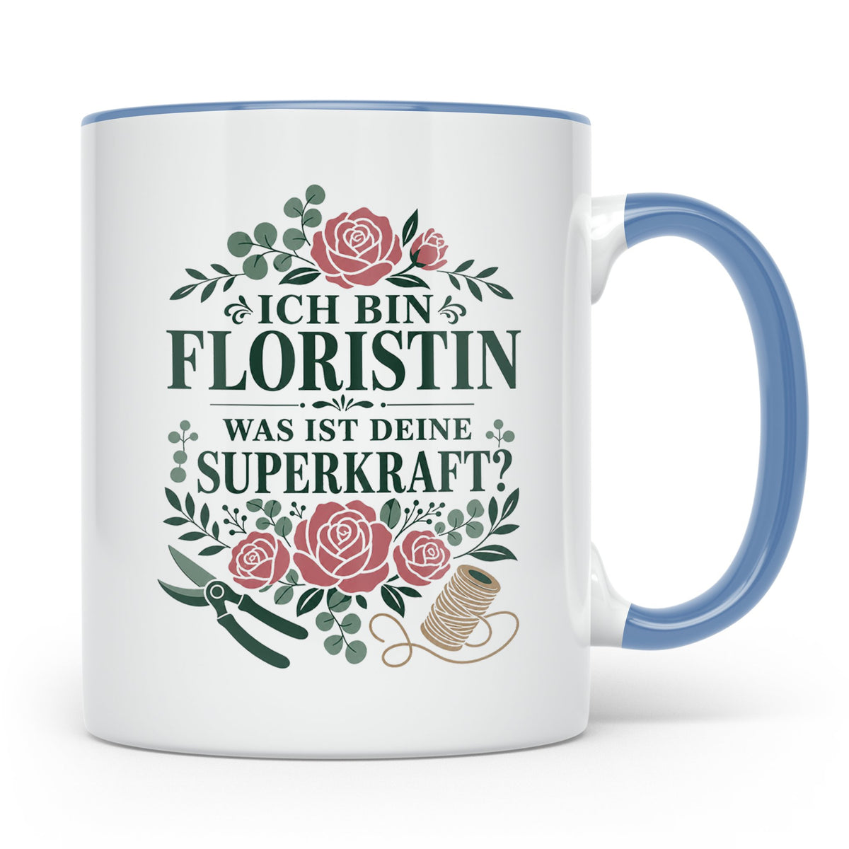 Floristin Tasse Ich bin Floristin was ist deine Superkraft - – Blau [farbe:blau]