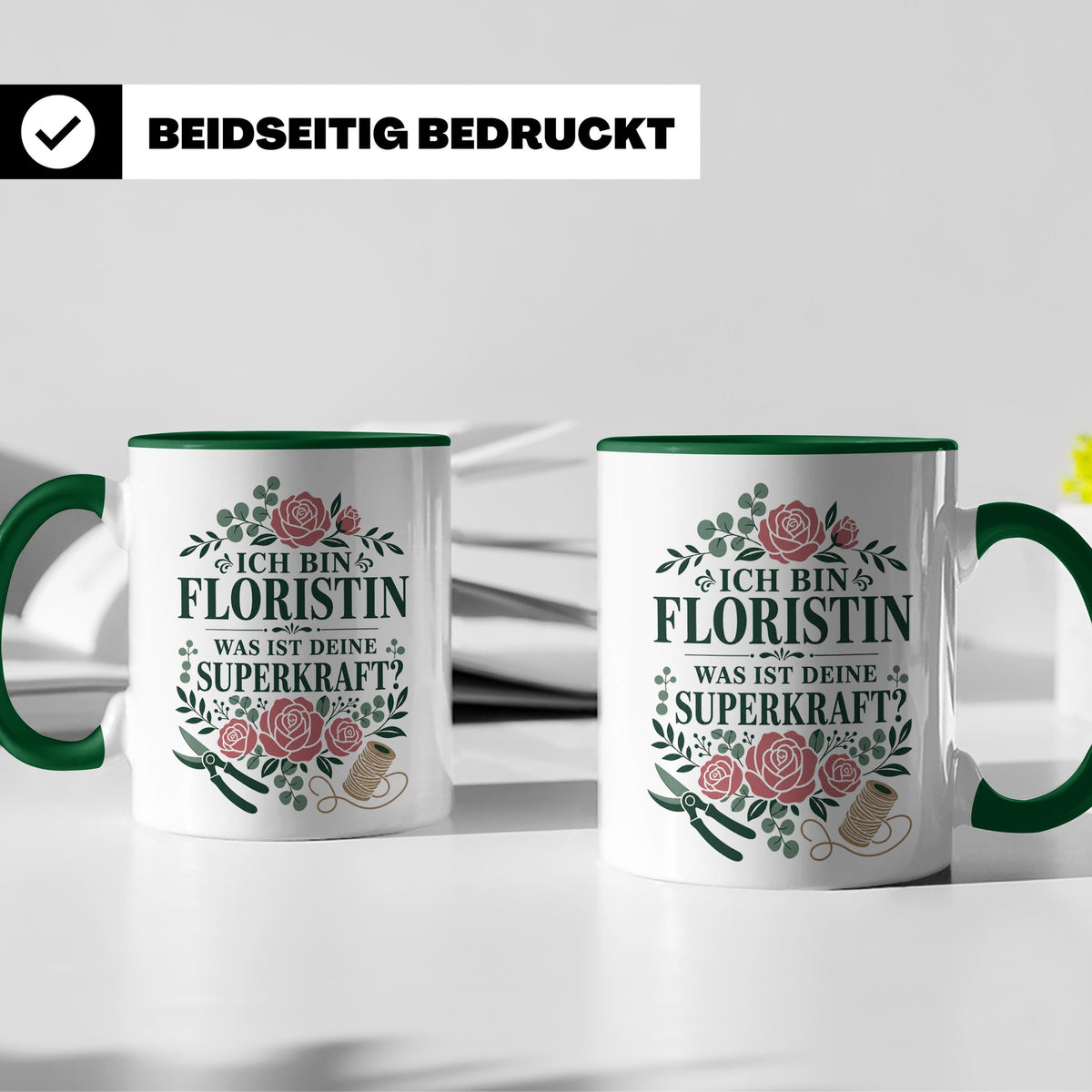 Floristin Tasse Ich bin Floristin was ist deine Superkraft - – Grün [farbe:grün]