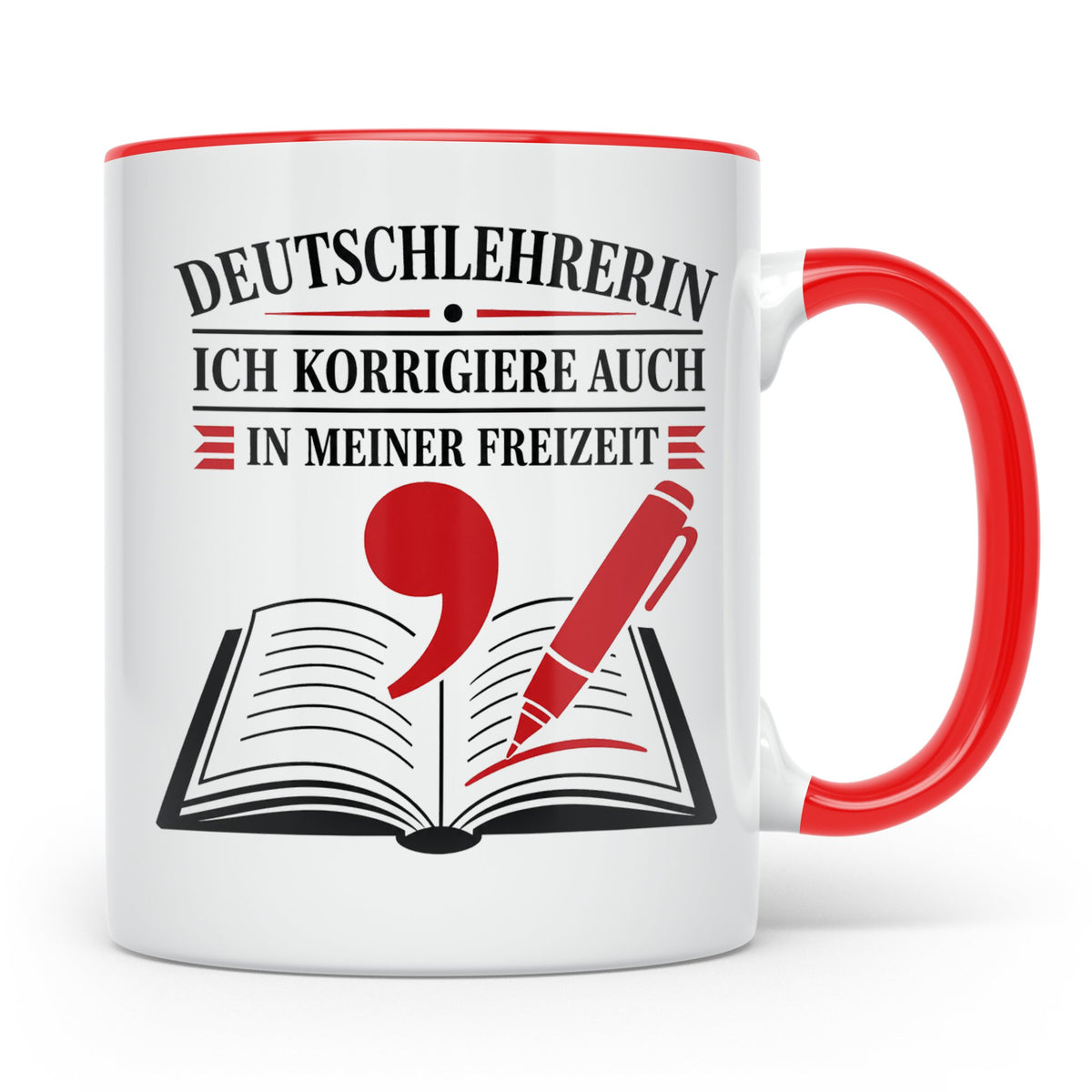 Deutschlehrerin Tasse Ich korrigiere auch in meiner Freizeit – Rot [farbe:rot]