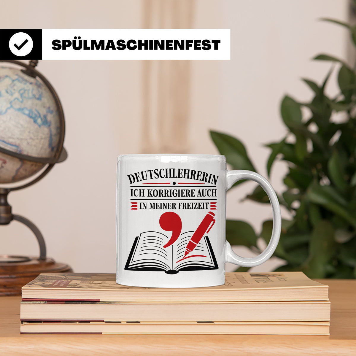 Deutschlehrerin Tasse Ich korrigiere auch in meiner Freizeit – Weiß [farbe:weiß]