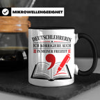 Deutschlehrerin Tasse Ich korrigiere auch in meiner Freizeit – Schwarz [farbe:schwarz]