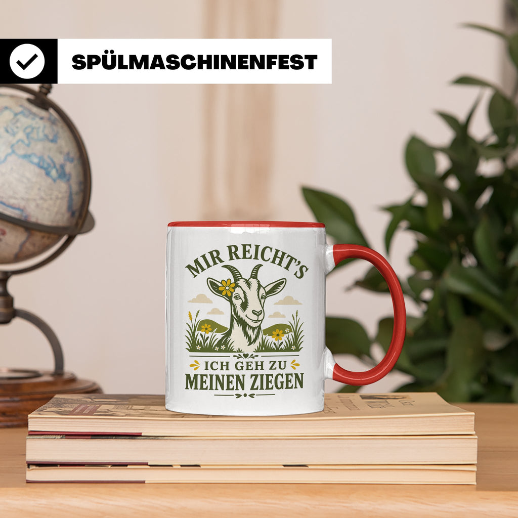 Ziegen Tasse Mir reichts ich geh zu meinen Ziegen - Geschenk – Rot [farbe:rot]