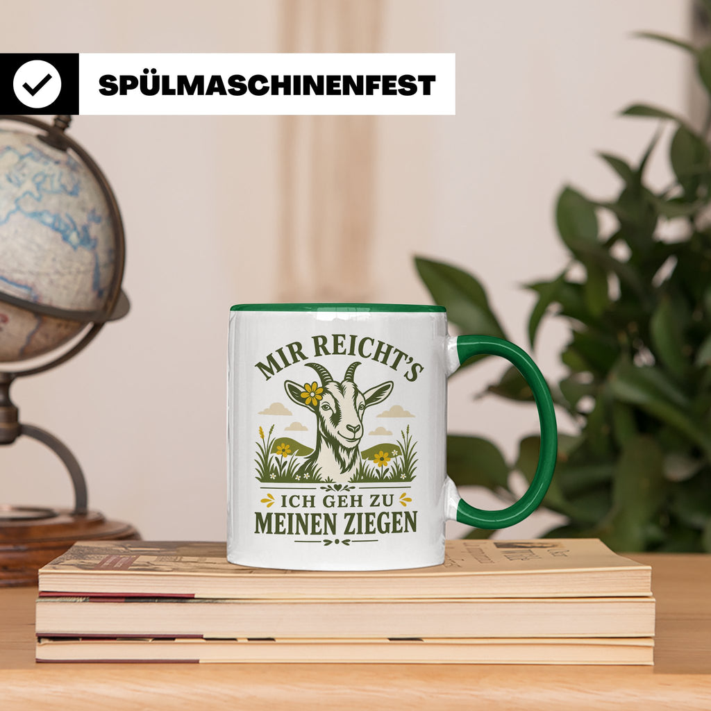 Ziegen Tasse Mir reichts ich geh zu meinen Ziegen - Geschenk – Grün [farbe:grün]