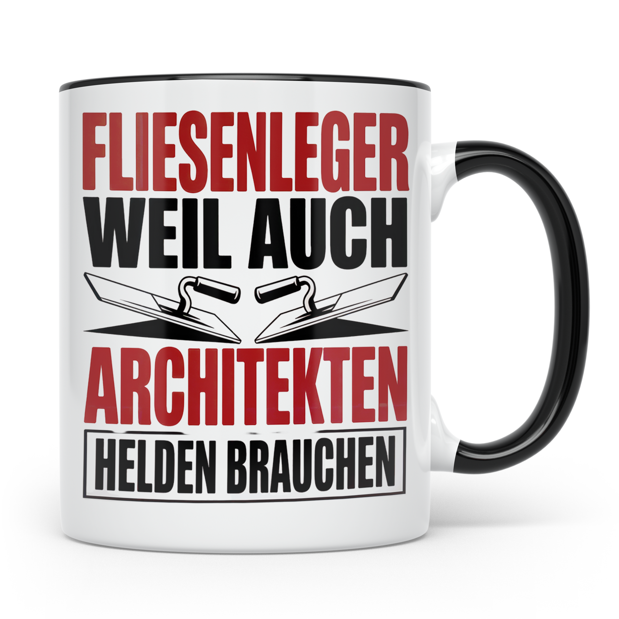 Fliesenleger Tasse Architektenhelden - Handwerker Geschenkid – Schwarz [farbe:schwarz]