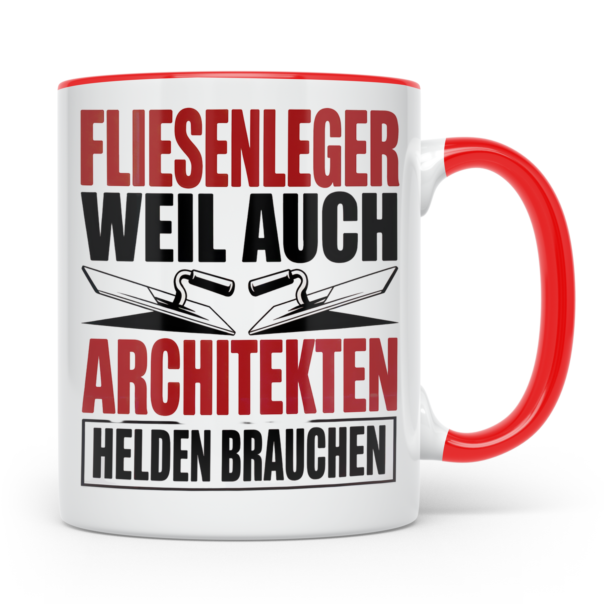 Fliesenleger Tasse Architektenhelden - Handwerker Geschenkid – Rot [farbe:rot]