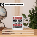 Fliesenleger Tasse Architektenhelden - Handwerker Geschenkid – Weiß [farbe:weiß]