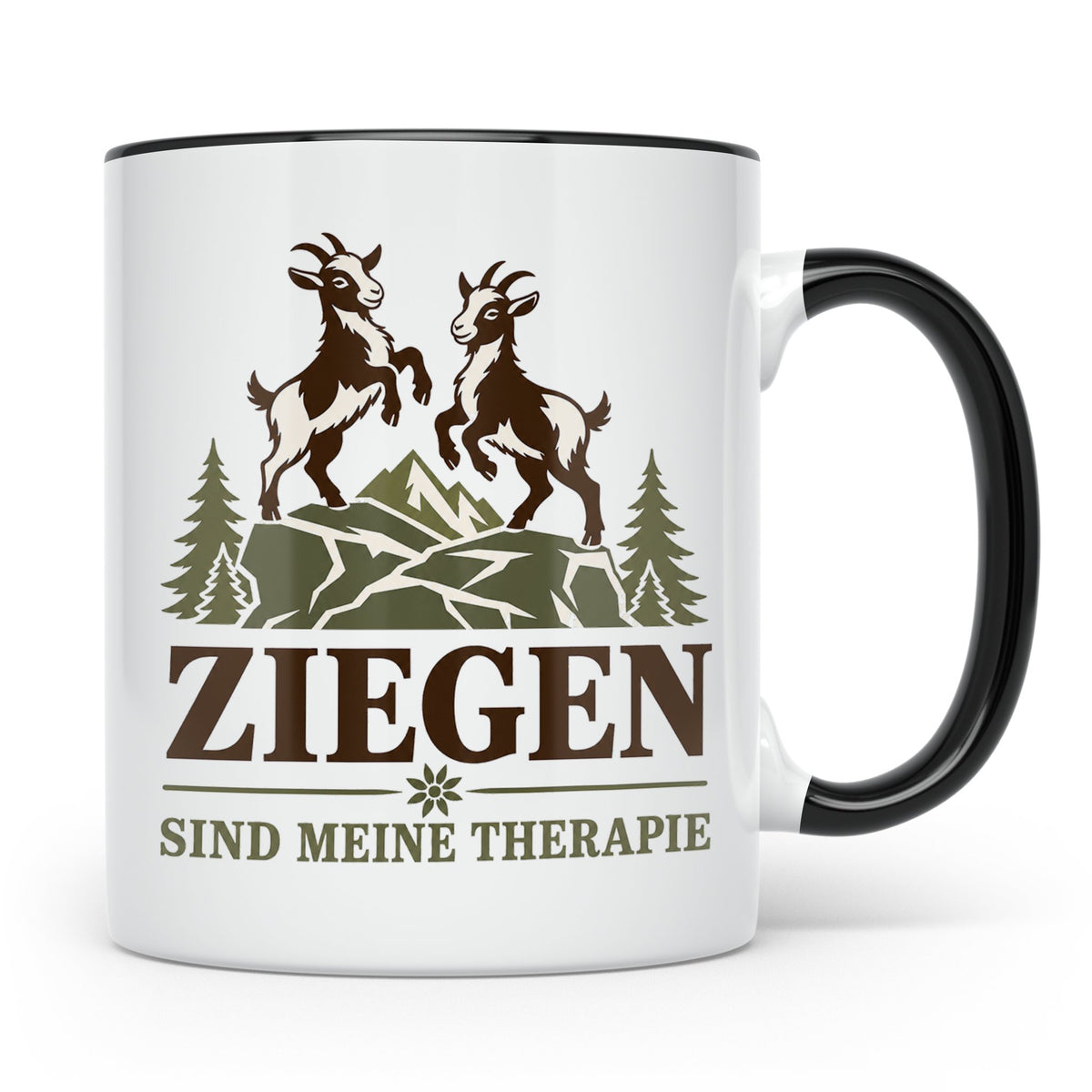 Ziegen Tasse Ziegen sind meine Therapie - Geschenk für Ziege – Schwarz [farbe:schwarz]