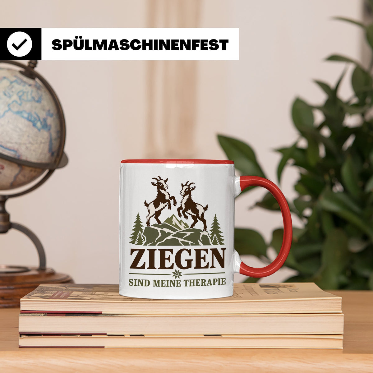 Ziegen Tasse Ziegen sind meine Therapie - Geschenk für Ziege – Rot [farbe:rot]
