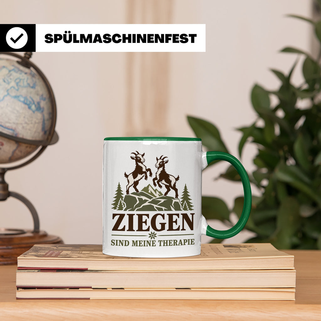 Ziegen Tasse Ziegen sind meine Therapie - Geschenk für Ziege – Grün [farbe:grün]