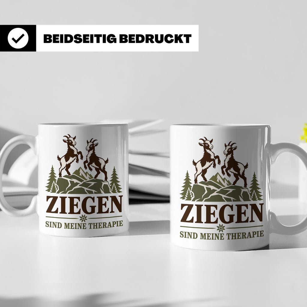 Ziegen Tasse Ziegen sind meine Therapie - Geschenk für Ziege – Weiß [farbe:weiß]