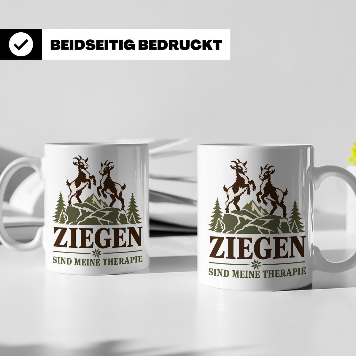 Ziegen Tasse Ziegen sind meine Therapie - Geschenk für Ziege – Weiß [farbe:weiß]