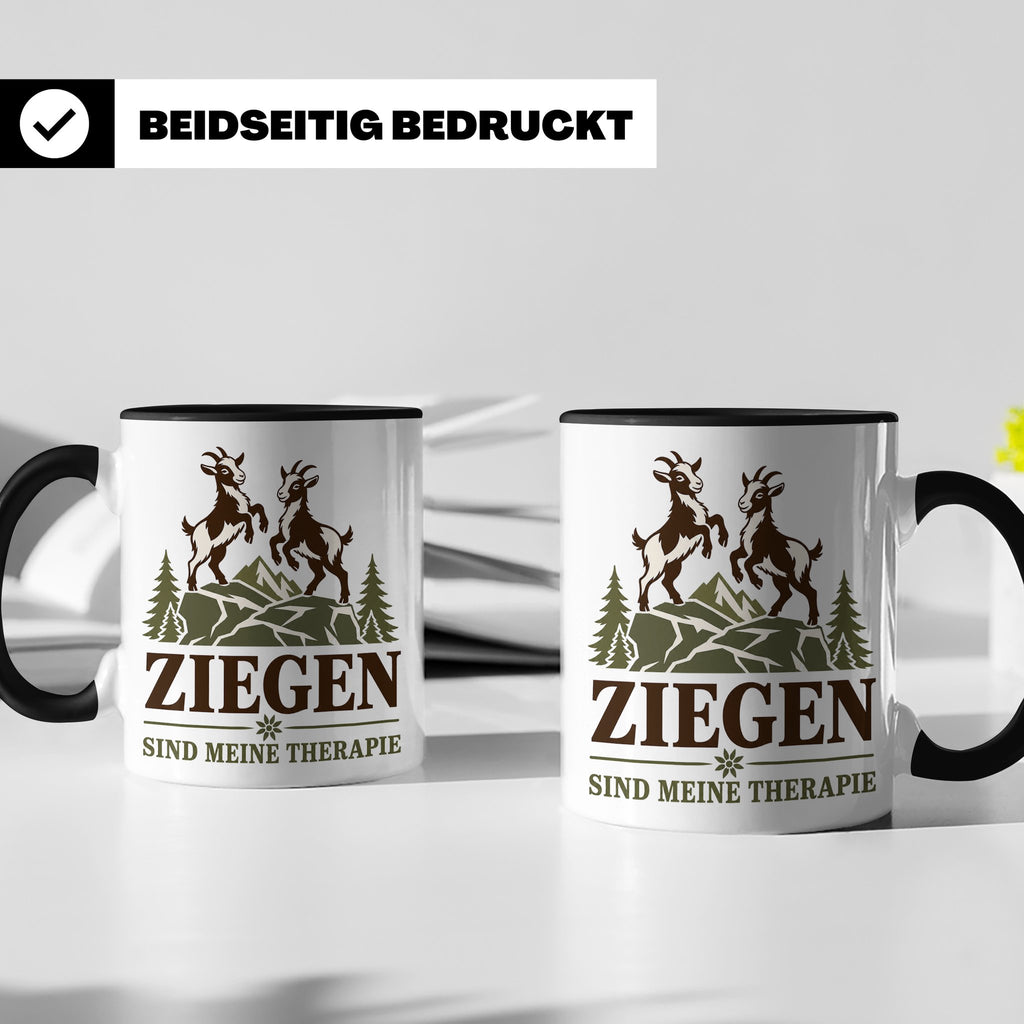 Ziegen Tasse Ziegen sind meine Therapie - Geschenk für Ziege – Schwarz [farbe:schwarz]
