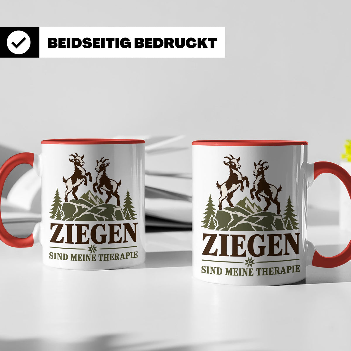 Ziegen Tasse Ziegen sind meine Therapie - Geschenk für Ziege – Rot [farbe:rot]