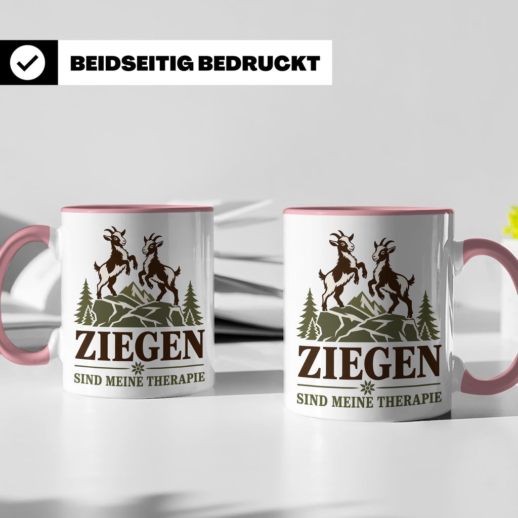 Ziegen Tasse Ziegen sind meine Therapie - Geschenk für Ziege – Rosa [farbe:rosa]