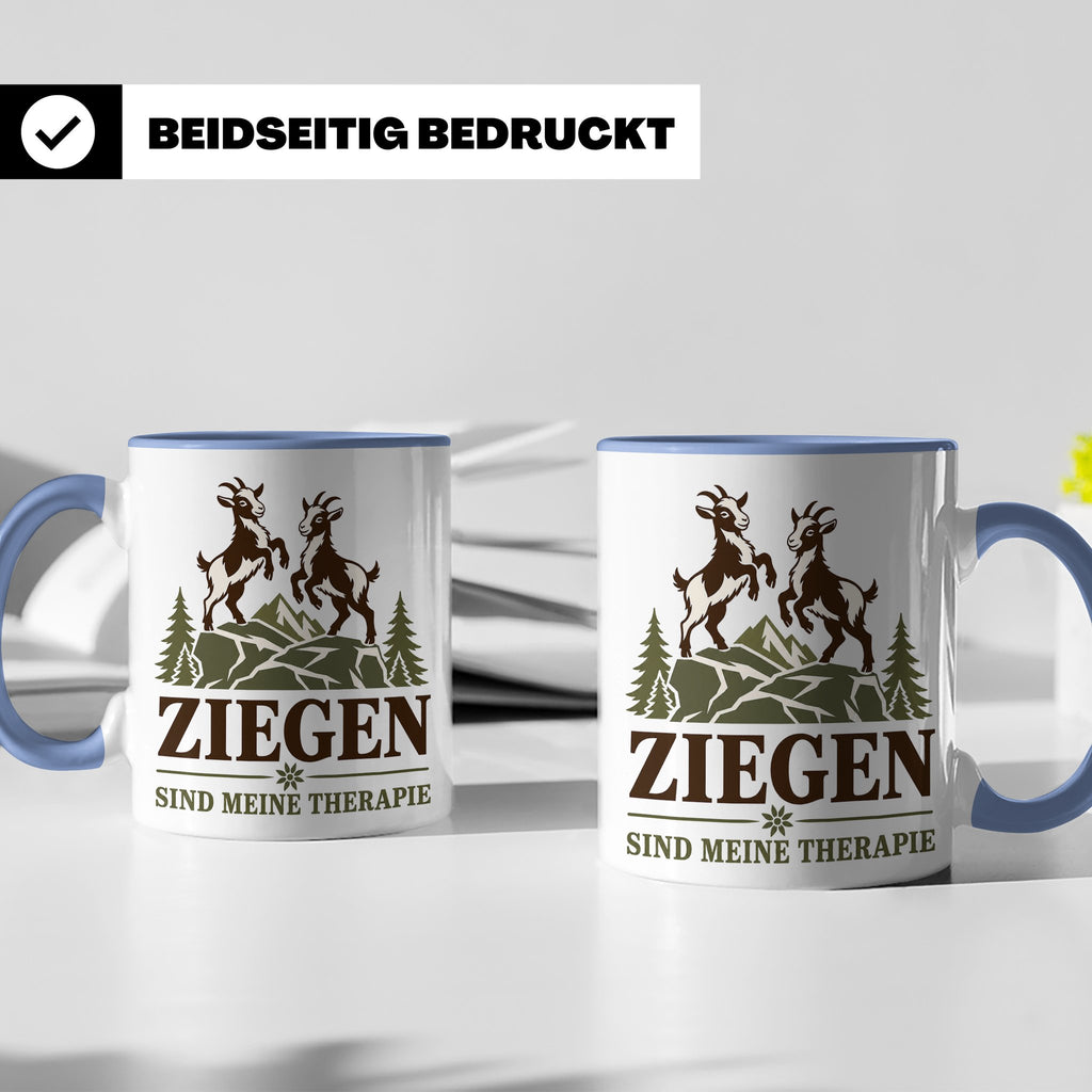 Ziegen Tasse Ziegen sind meine Therapie - Geschenk für Ziege – Blau [farbe:blau]