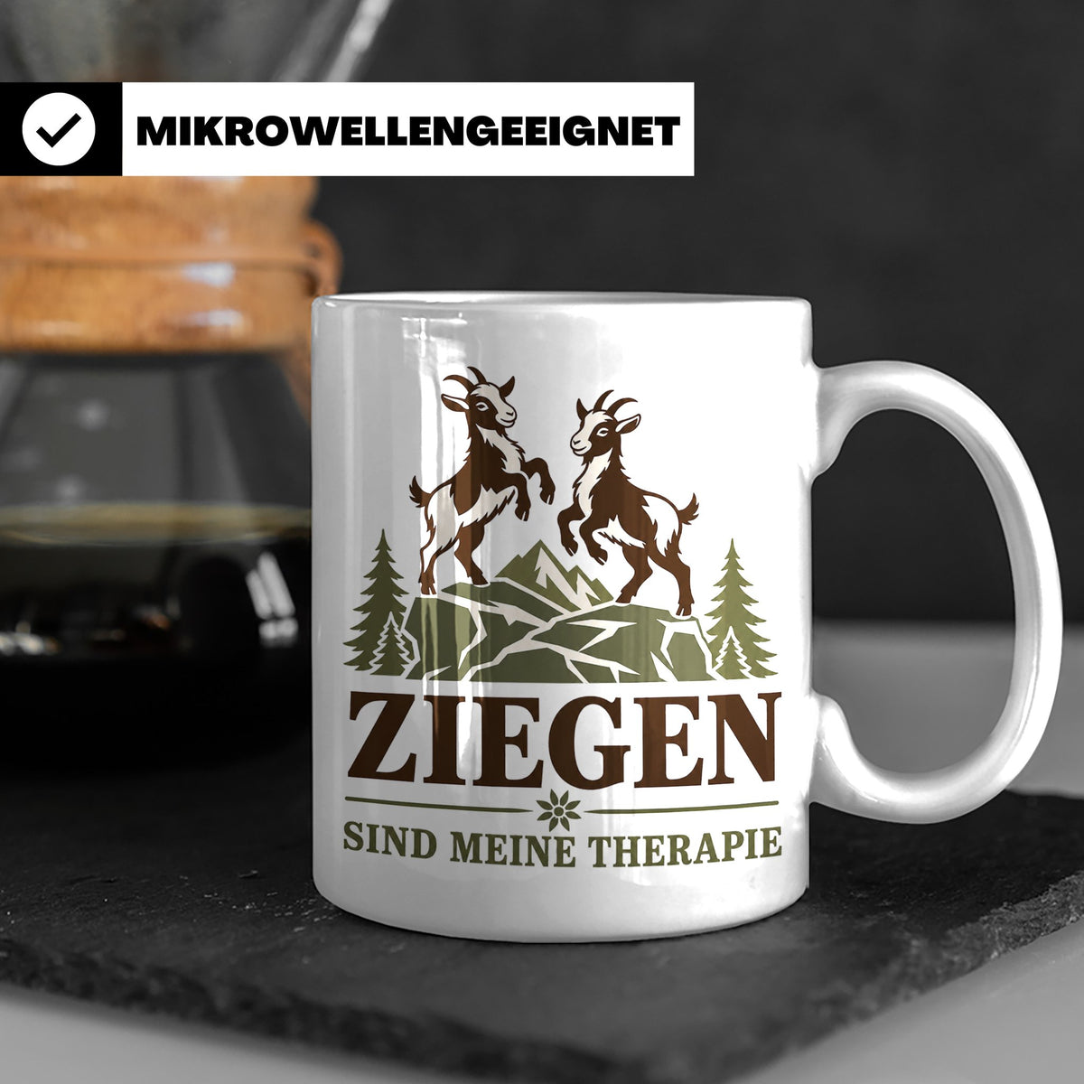 Ziegen Tasse Ziegen sind meine Therapie - Geschenk für Ziege – Weiß [farbe:weiß]