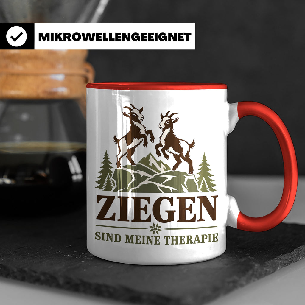 Ziegen Tasse Ziegen sind meine Therapie - Geschenk für Ziege – Rot [farbe:rot]