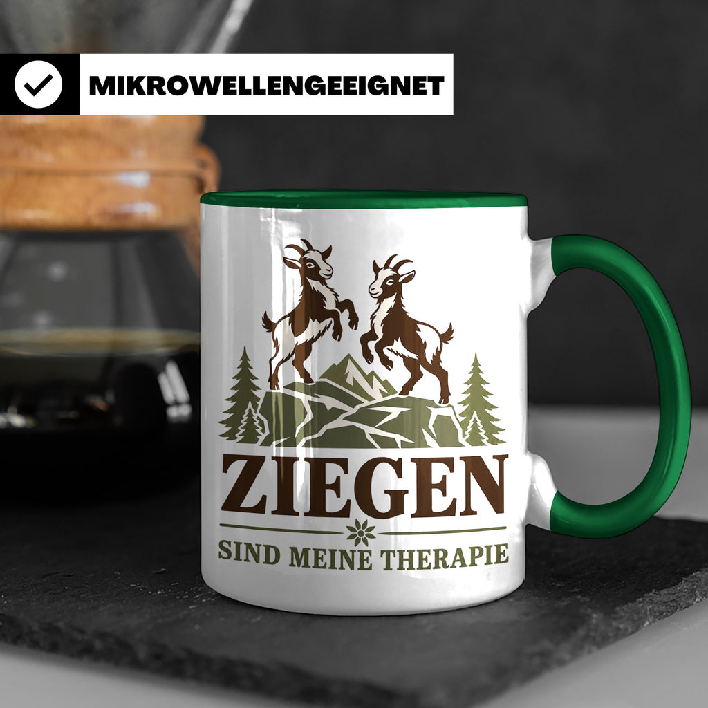 Ziegen Tasse Ziegen sind meine Therapie - Geschenk für Ziege – Grün [farbe:grün]
