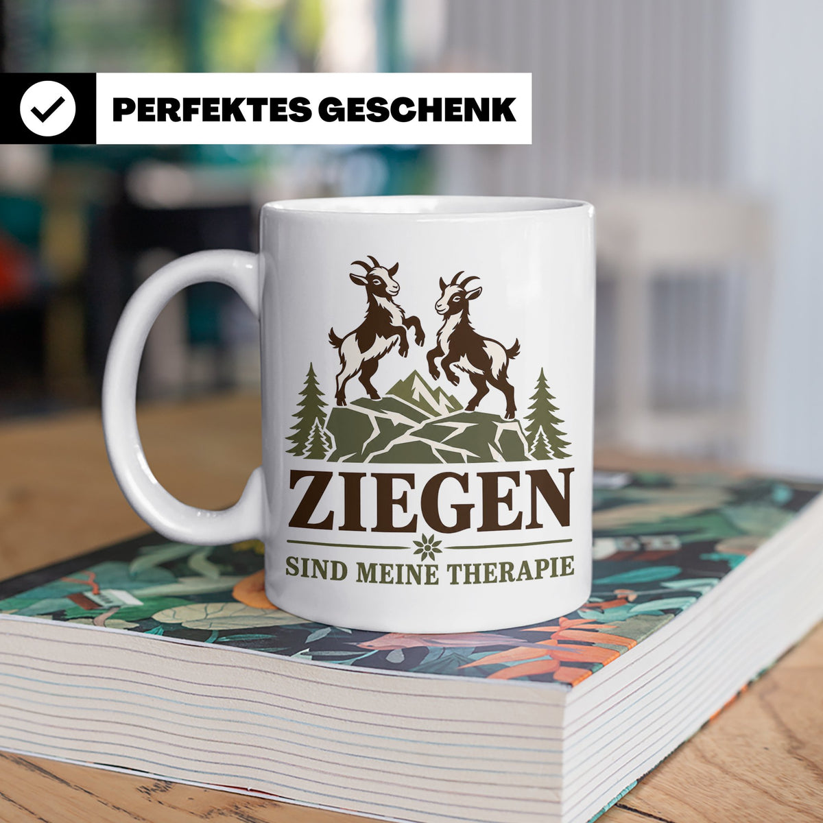 Ziegen Tasse Ziegen sind meine Therapie - Geschenk für Ziege – Weiß [farbe:weiß]