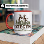 Ziegen Tasse Ziegen sind meine Therapie - Geschenk für Ziege – Rot [farbe:rot]