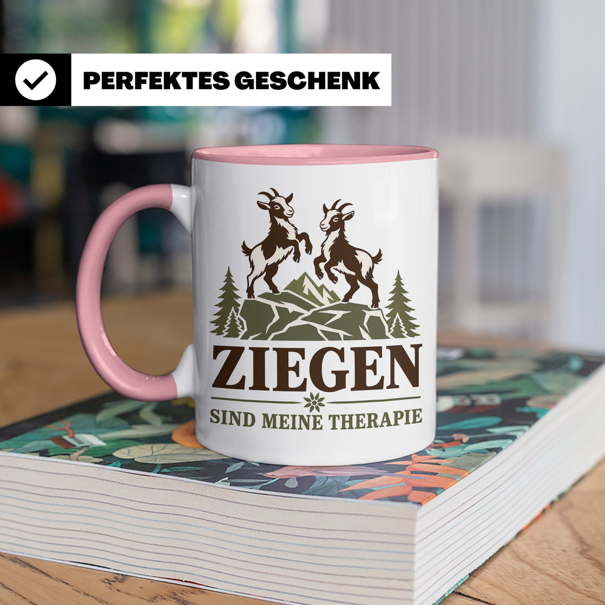 Ziegen Tasse Ziegen sind meine Therapie - Geschenk für Ziege – Rosa [farbe:rosa]
