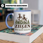 Ziegen Tasse Ziegen sind meine Therapie - Geschenk für Ziege – Blau [farbe:blau]