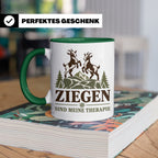 Ziegen Tasse Ziegen sind meine Therapie - Geschenk für Ziege – Grün [farbe:grün]