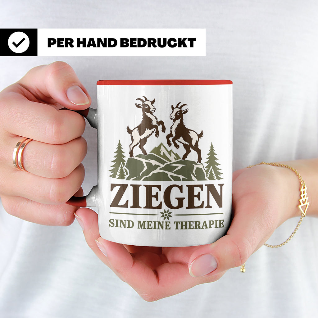 Ziegen Tasse Ziegen sind meine Therapie - Geschenk für Ziege – Rot [farbe:rot]