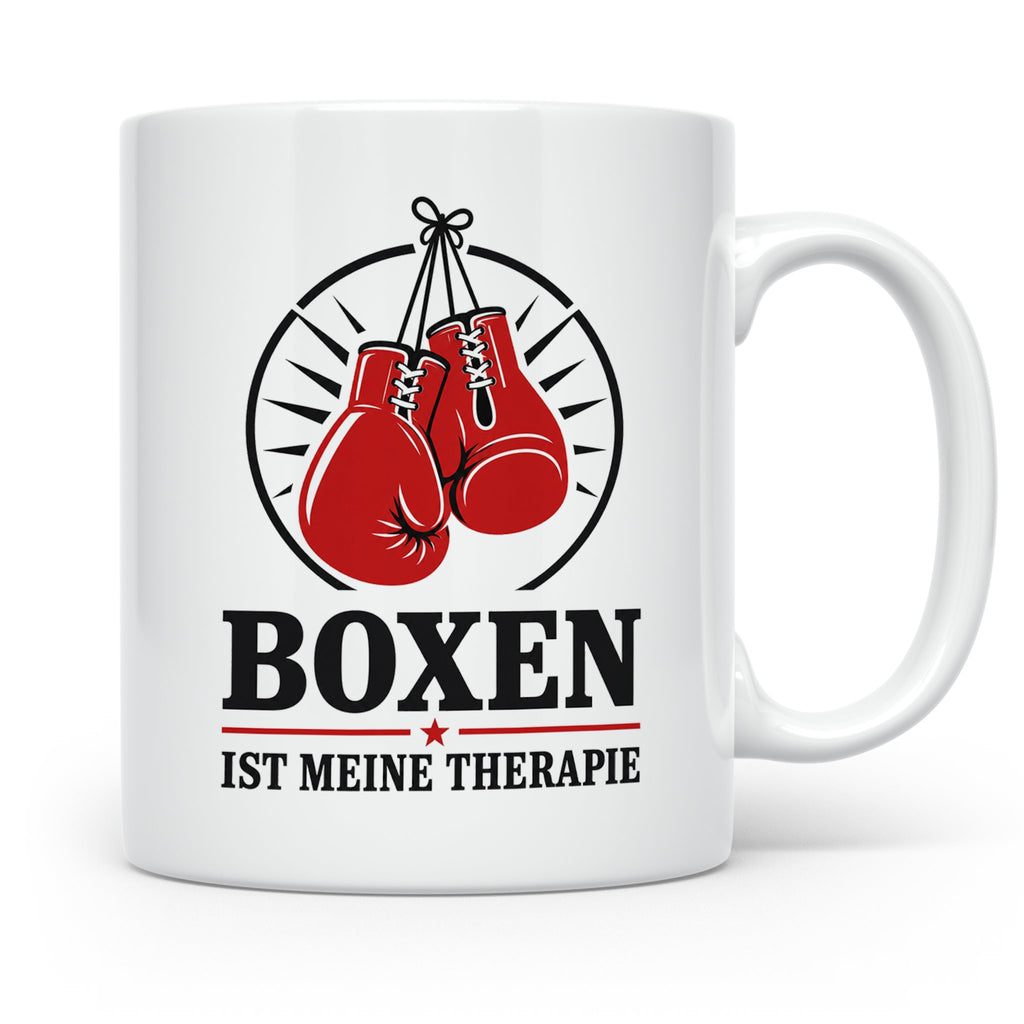 Boxen Tasse Boxen ist meine Therapie - Geschenk für Boxer Bo – Weiß [farbe:weiß]