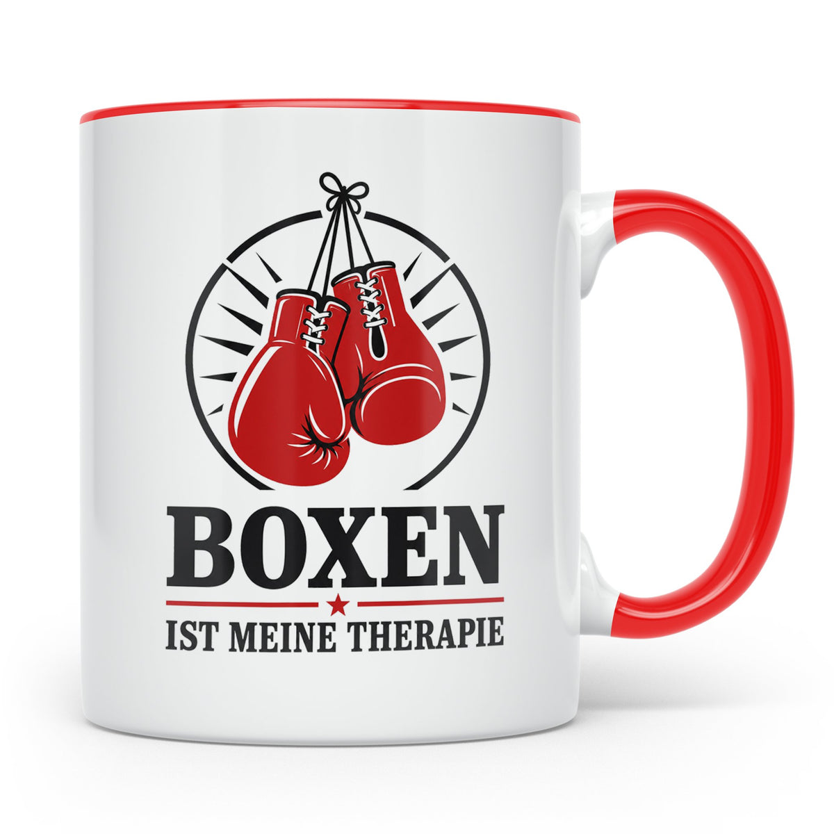 Boxen Tasse Boxen ist meine Therapie - Geschenk für Boxer Bo – Rot [farbe:rot]