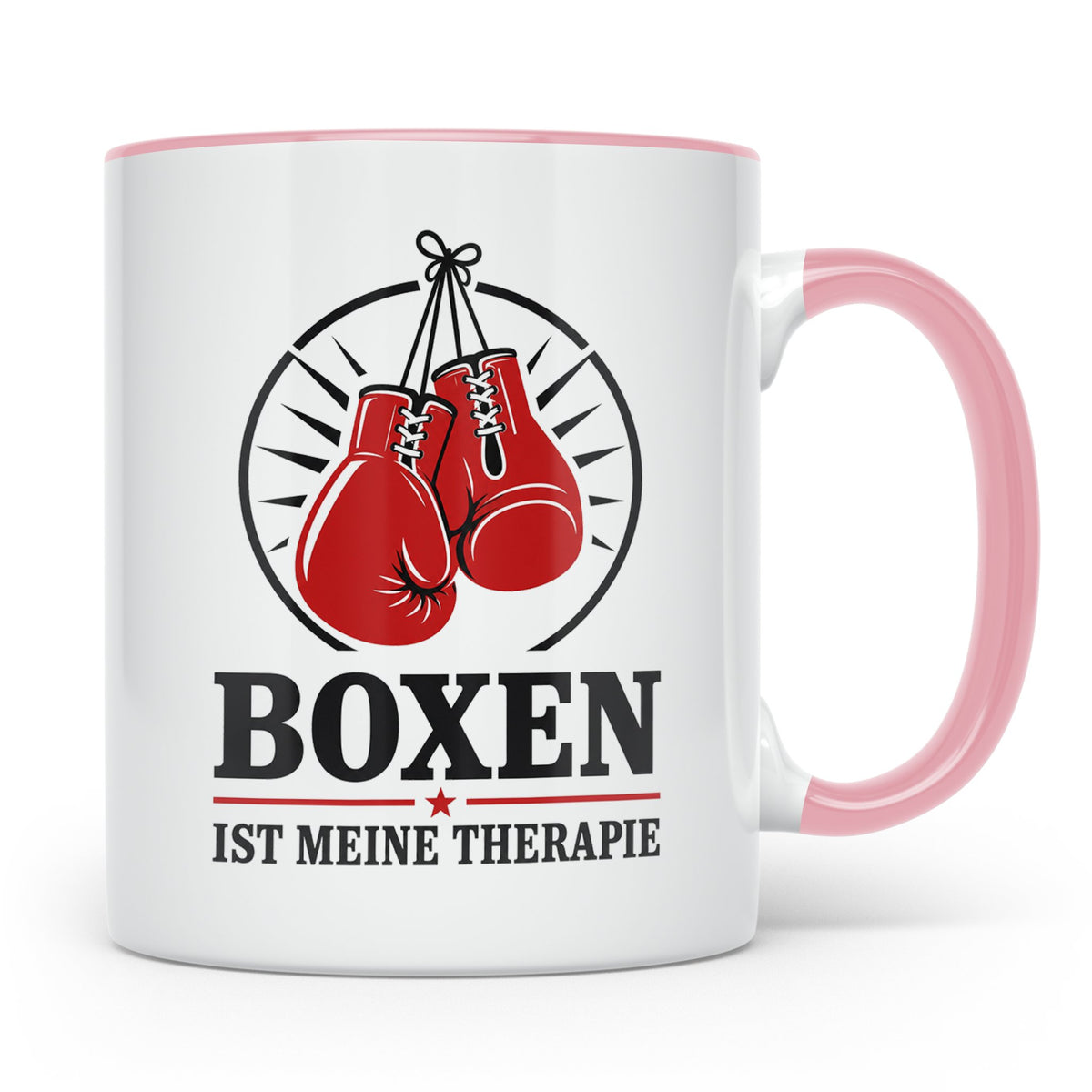 Boxen Tasse Boxen ist meine Therapie - Geschenk für Boxer Bo – Rosa [farbe:rosa]