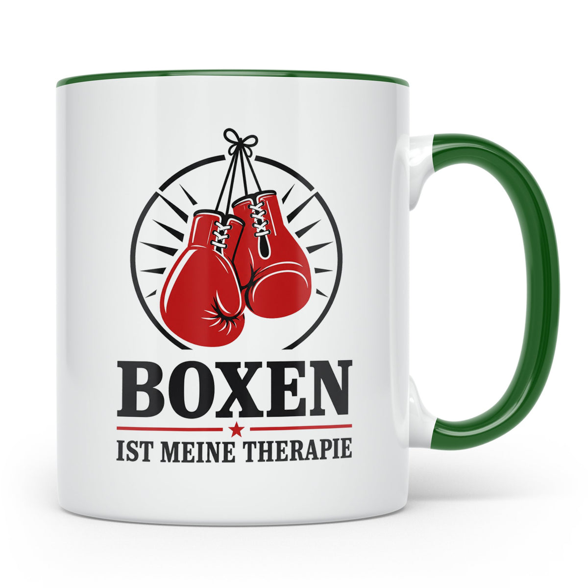 Boxen Tasse Boxen ist meine Therapie - Geschenk für Boxer Bo – Grün [farbe:grün]