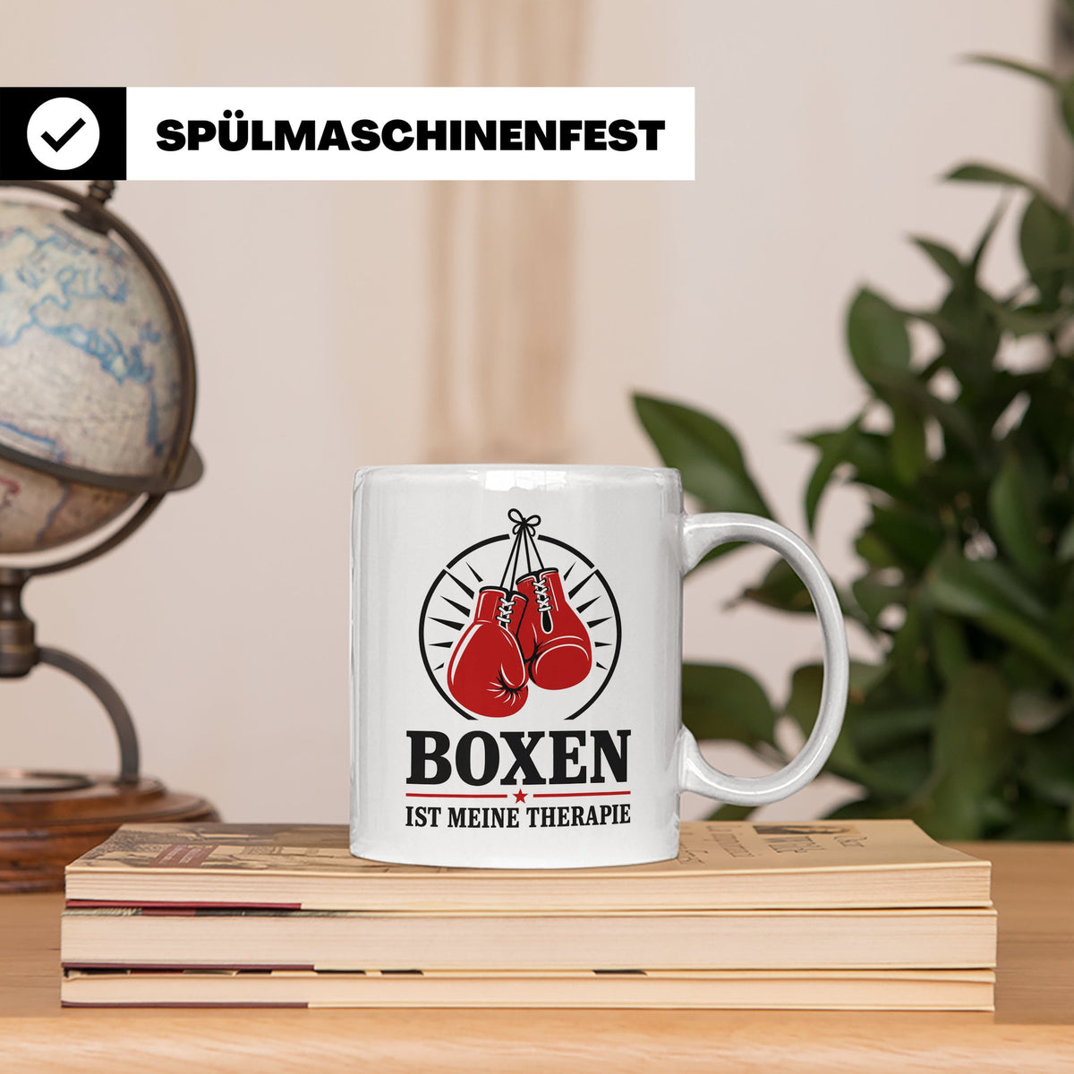 Boxen Tasse Boxen ist meine Therapie - Geschenk für Boxer Bo – Weiß [farbe:weiß]