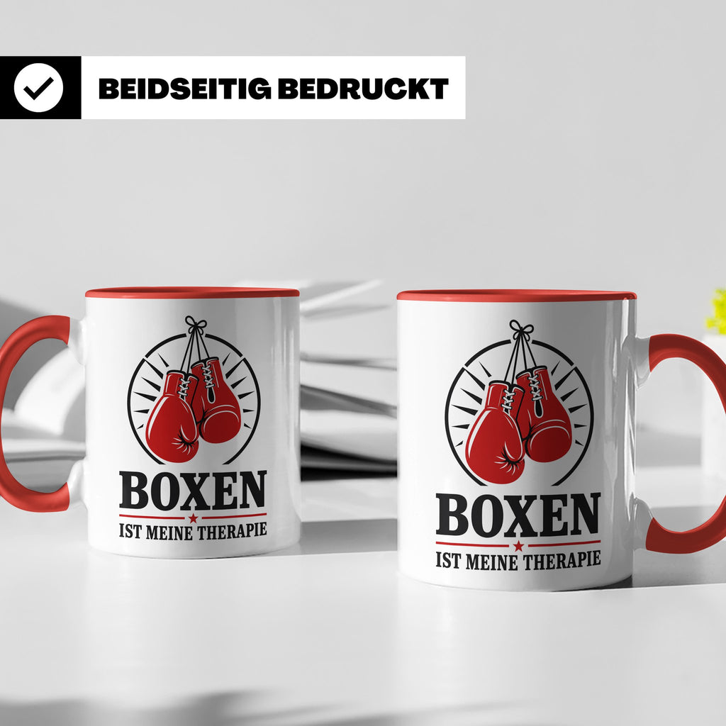 Boxen Tasse Boxen ist meine Therapie - Geschenk für Boxer Bo – Rot [farbe:rot]