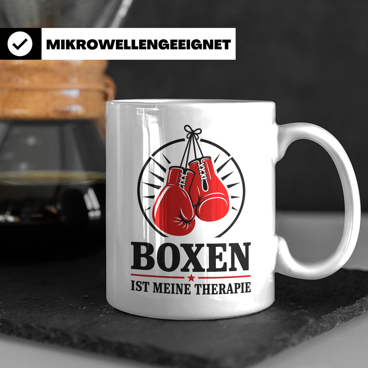Boxen Tasse Boxen ist meine Therapie - Geschenk für Boxer Bo – Weiß [farbe:weiß]