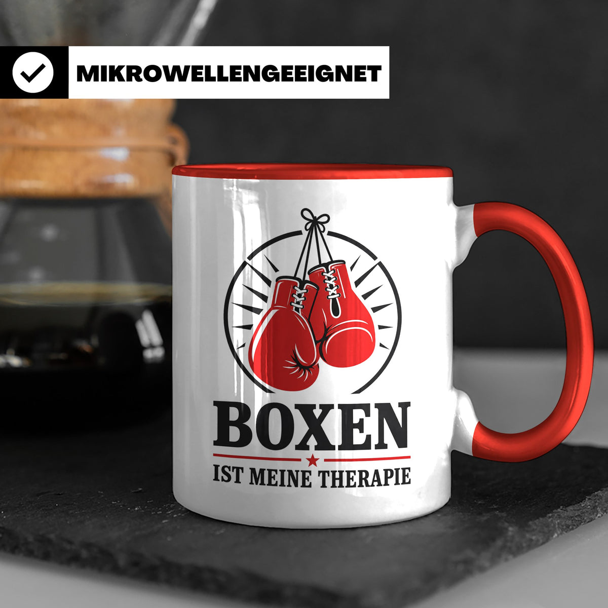 Boxen Tasse Boxen ist meine Therapie - Geschenk für Boxer Bo – Rot [farbe:rot]