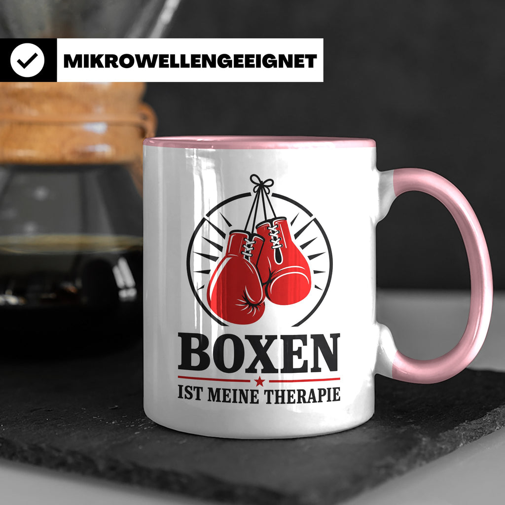 Boxen Tasse Boxen ist meine Therapie - Geschenk für Boxer Bo – Rosa [farbe:rosa]