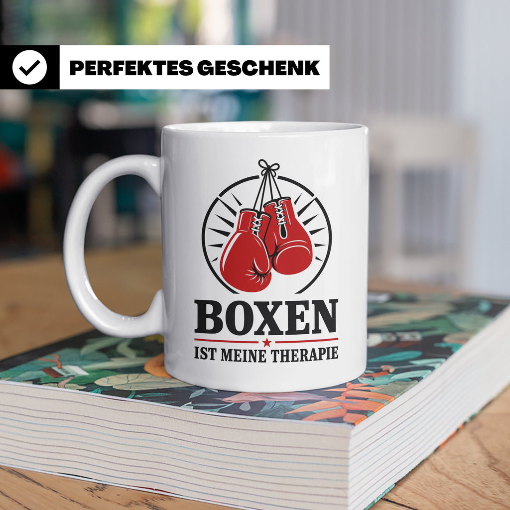 Boxen Tasse Boxen ist meine Therapie - Geschenk für Boxer Bo – Weiß [farbe:weiß]