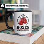 Boxen Tasse Boxen ist meine Therapie - Geschenk für Boxer Bo – Schwarz [farbe:schwarz]