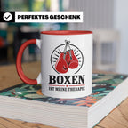 Boxen Tasse Boxen ist meine Therapie - Geschenk für Boxer Bo – Rot [farbe:rot]