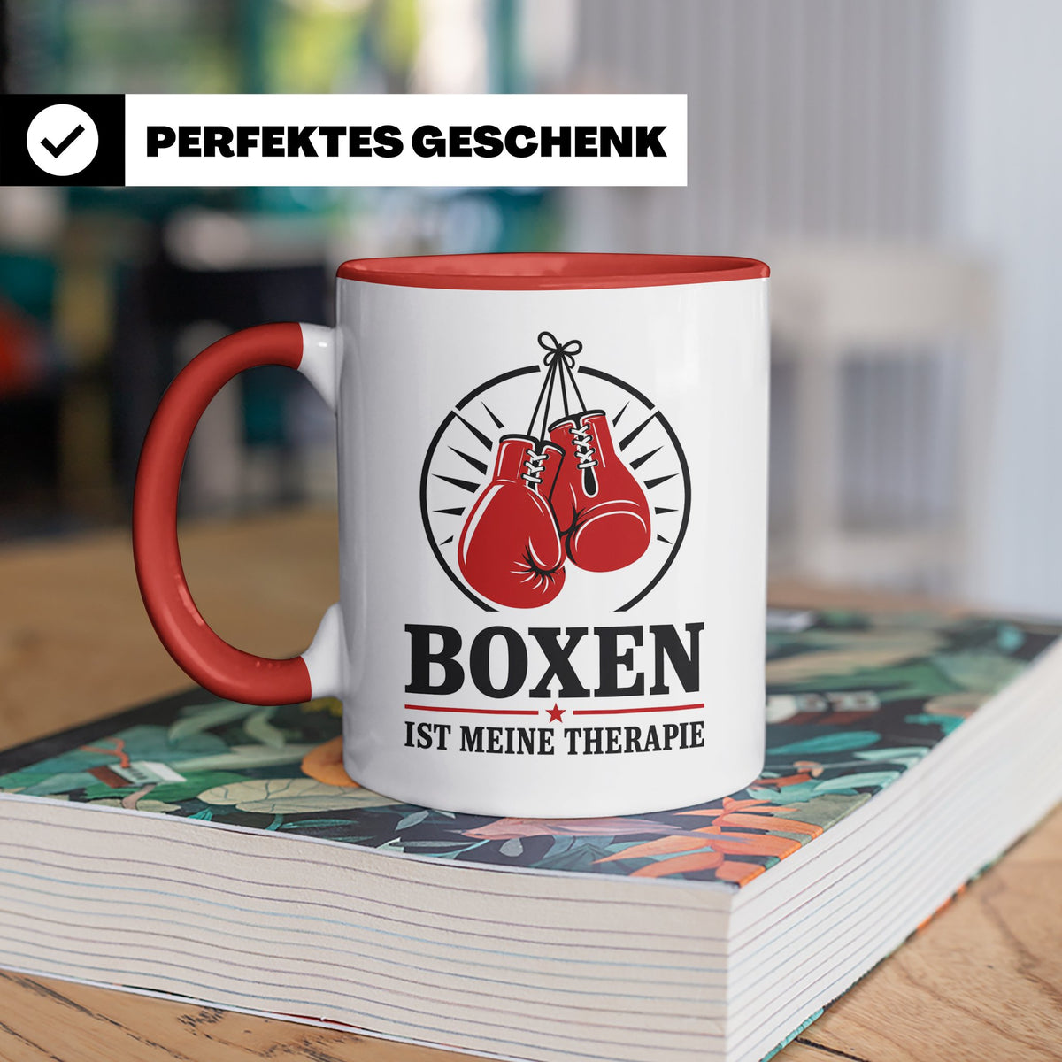 Boxen Tasse Boxen ist meine Therapie - Geschenk für Boxer Bo – Rot [farbe:rot]