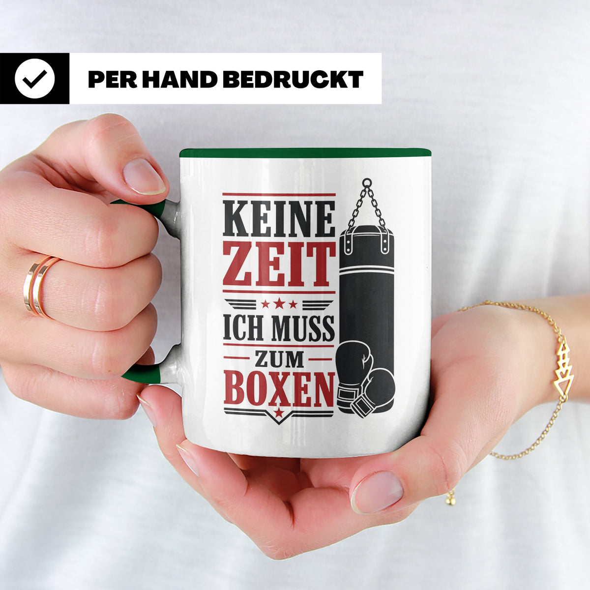 Boxen Tasse Keine Zeit ich muss zum Boxen - Geschenk für Box – Grün [farbe:grün]
