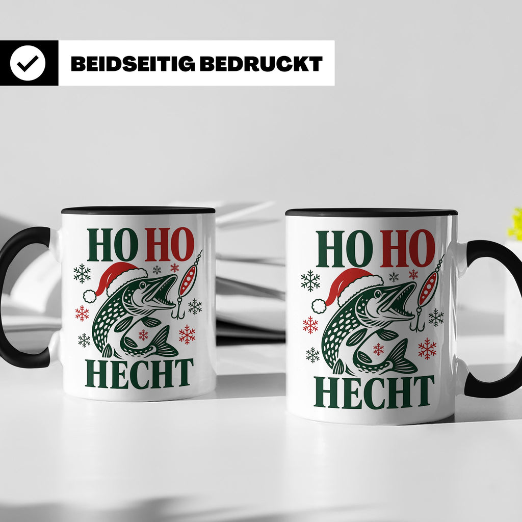 Hecht Tasse Ho Ho Hecht - Lustiges Geschenk für Angler Raubf – Schwarz [farbe:schwarz]