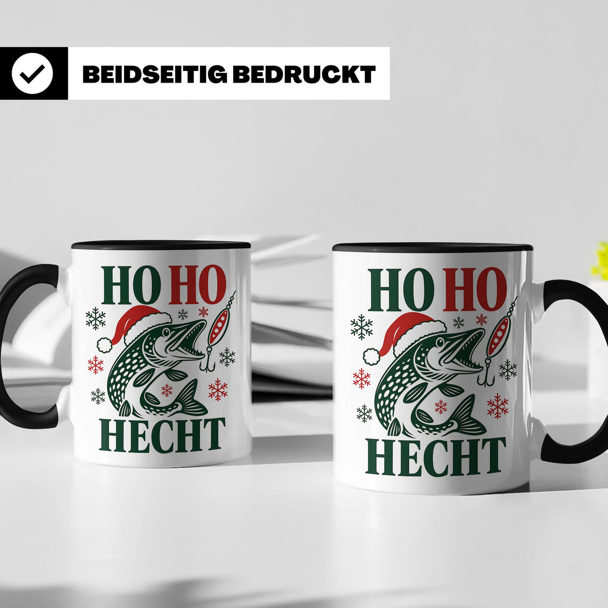 Hecht Tasse Ho Ho Hecht - Lustiges Geschenk für Angler Raubf – Schwarz [farbe:schwarz]