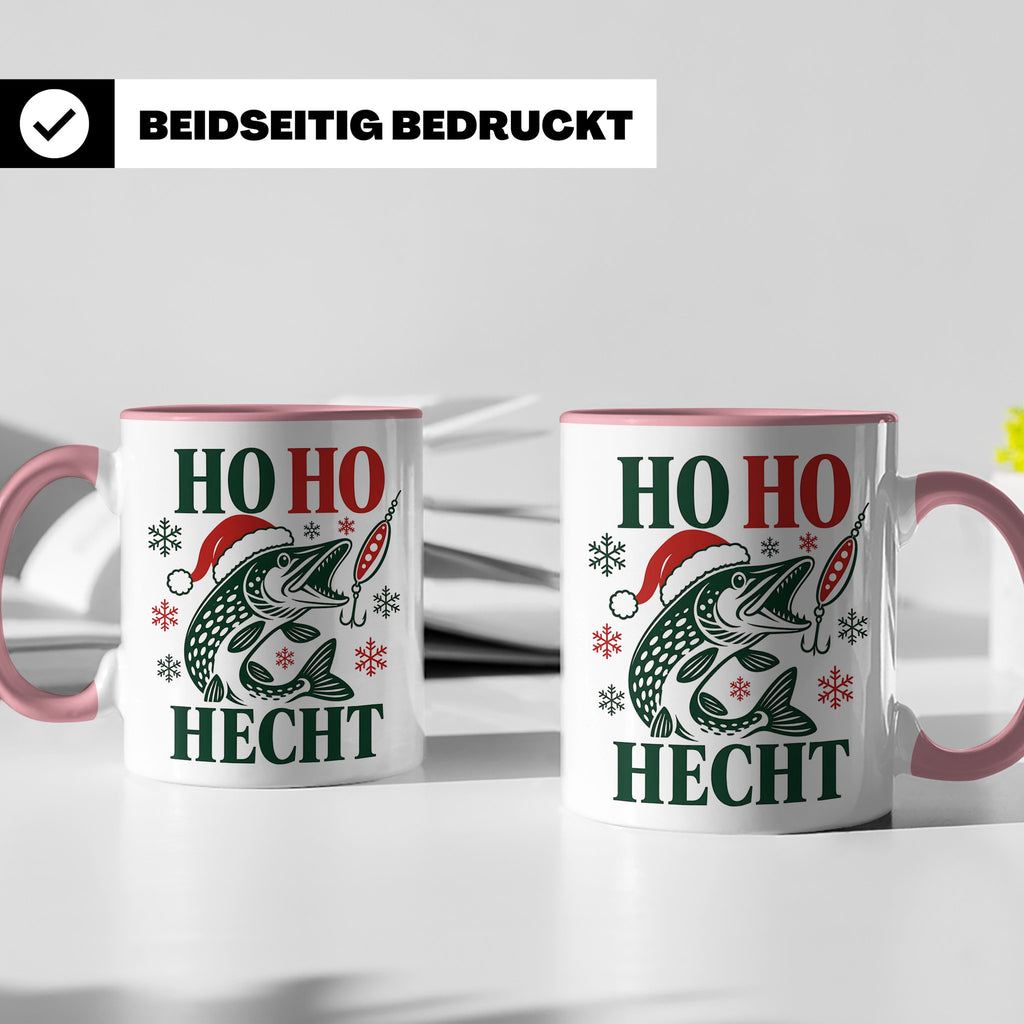 Hecht Tasse Ho Ho Hecht - Lustiges Geschenk für Angler Raubf – Rosa [farbe:rosa]