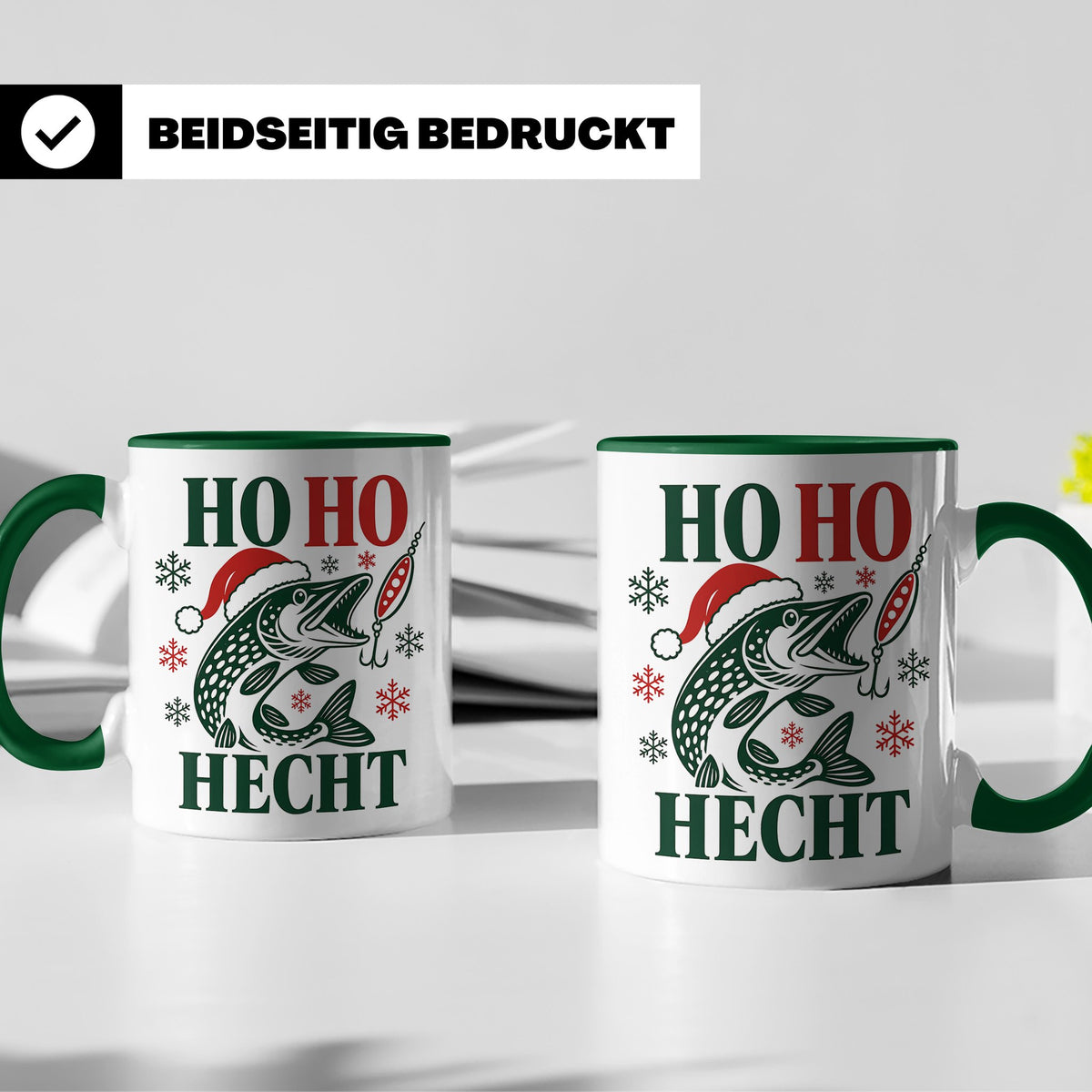Hecht Tasse Ho Ho Hecht - Lustiges Geschenk für Angler Raubf – Grün [farbe:grün]