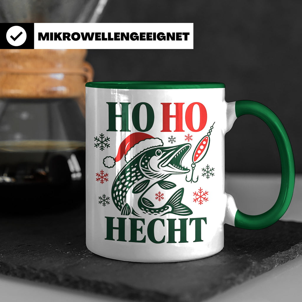 Hecht Tasse Ho Ho Hecht - Lustiges Geschenk für Angler Raubf – Grün [farbe:grün]