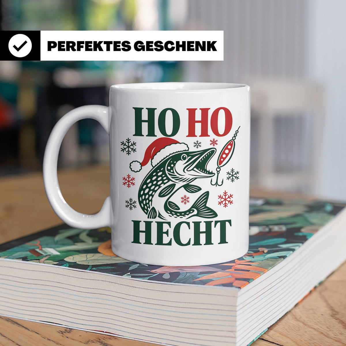 Hecht Tasse Ho Ho Hecht - Lustiges Geschenk für Angler Raubf – Weiß [farbe:weiß]