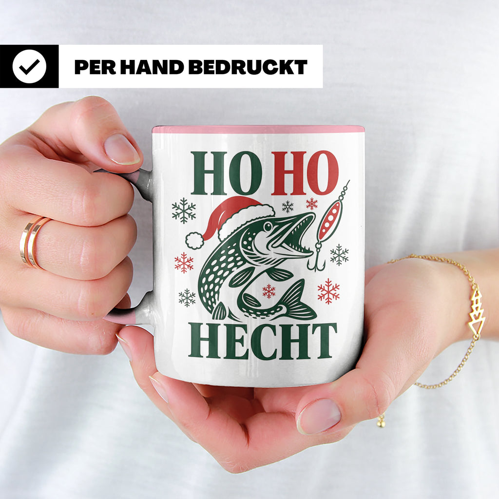 Hecht Tasse Ho Ho Hecht - Lustiges Geschenk für Angler Raubf – Rosa [farbe:rosa]